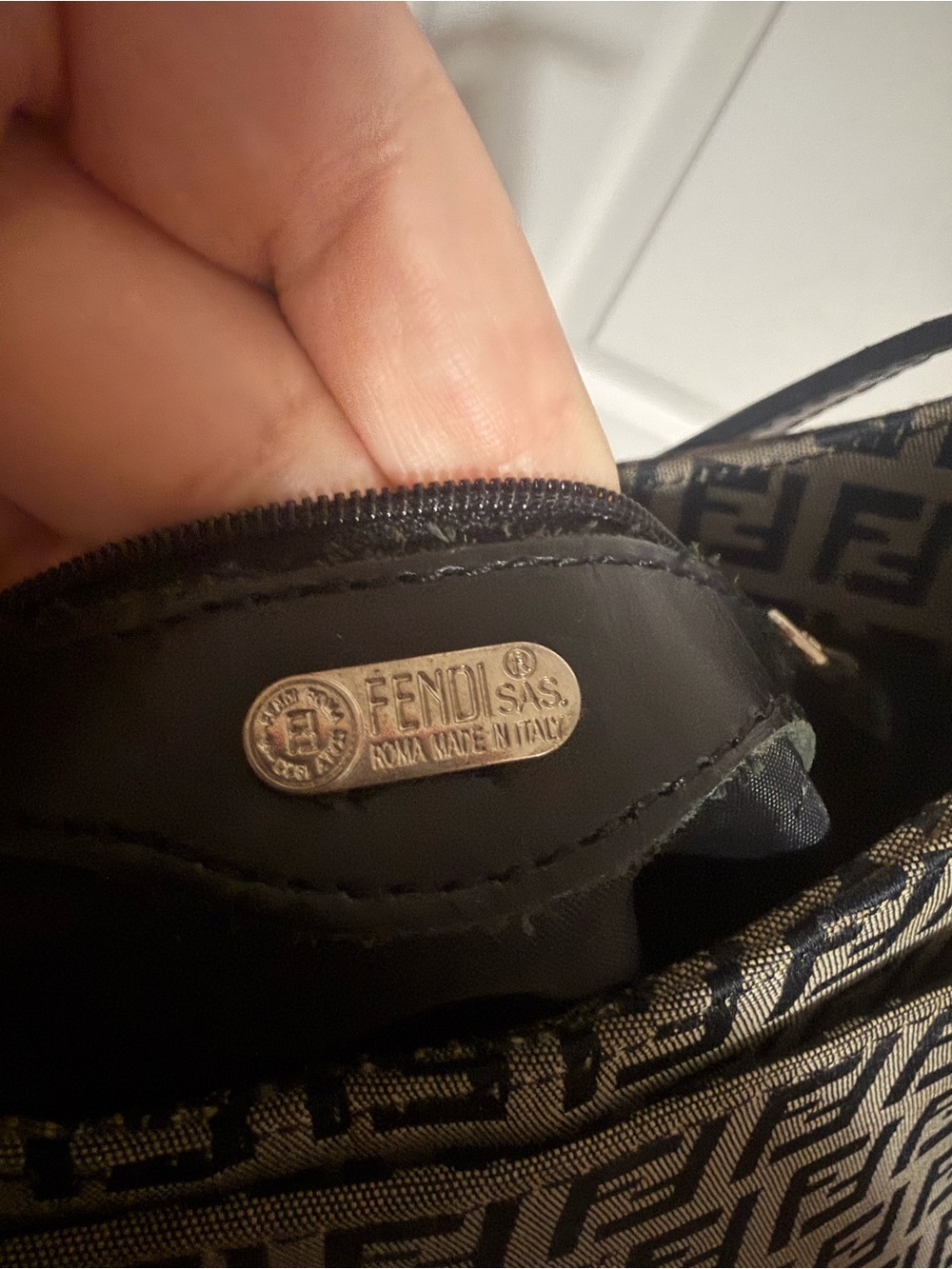 Shoulder bag with blue monograms - Picture 8 of 8